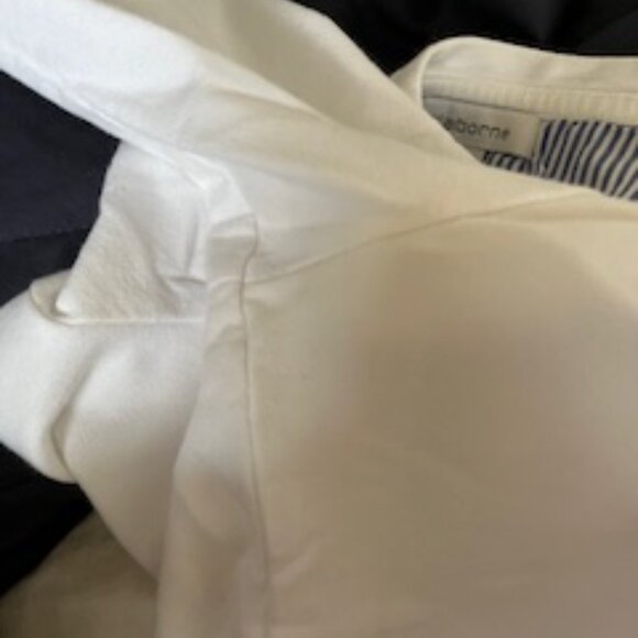 🧡3/15 Liz Claiborne Crew Neck Layered with Blue Stripe Sweatshirt Women’s M - Picture 7 of 7